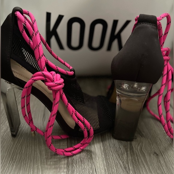 ALDO black fishnet heels - Picture 1 of 3